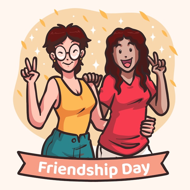 Hand drawn illustration for international friendship day celebration