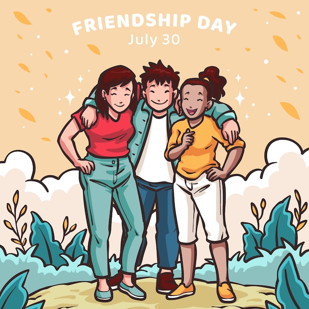 Hand drawn illustration for international friendship day celebration