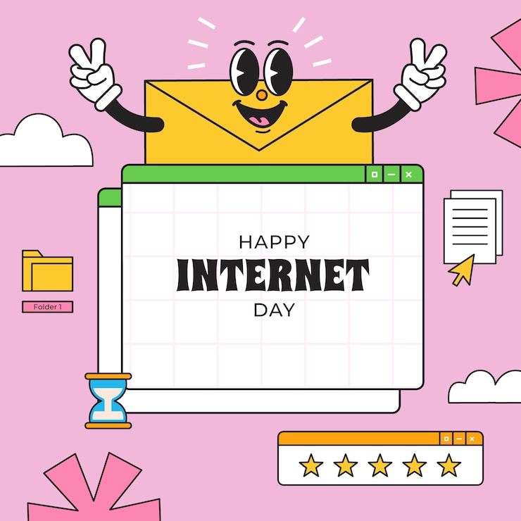 Free Vector hand drawn illustration for international internet day celebration