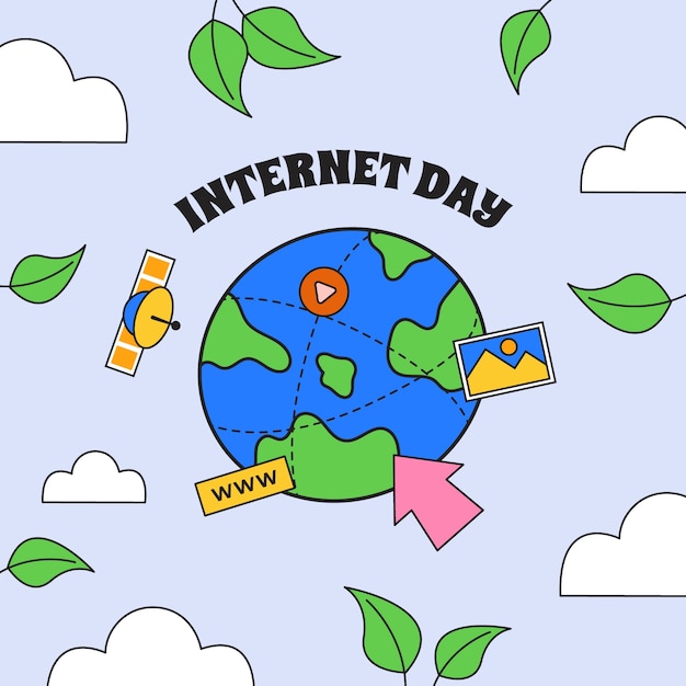 Hand drawn illustration for international internet day celebration