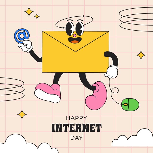 국제 인터넷의 날 축하를 위해 손으로 그린 그림