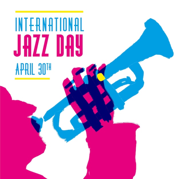 Free vector hand drawn illustration of international jazz day with musician