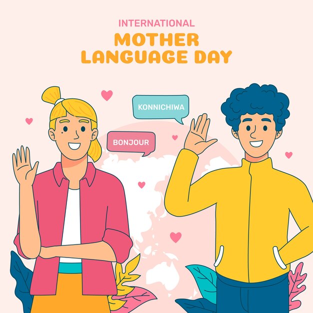 Hand drawn illustration for international mother language day