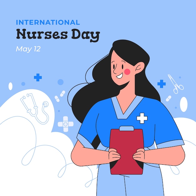 Hand drawn illustration for international nurses day celebration