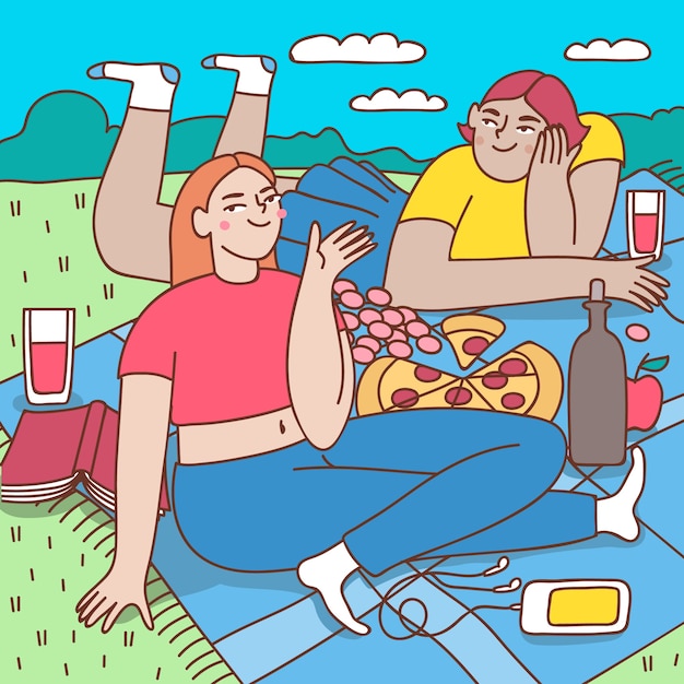 Hand drawn illustration for international picnic day