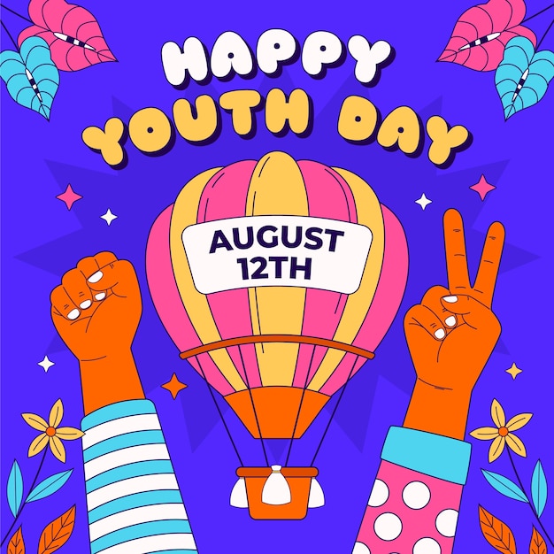 Hand drawn illustration for international youth day celebration