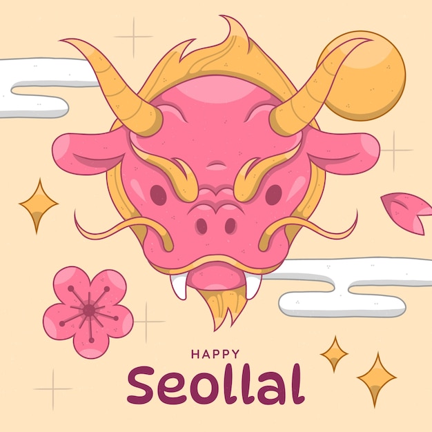 Free vector hand drawn illustration for korean seollal holiday