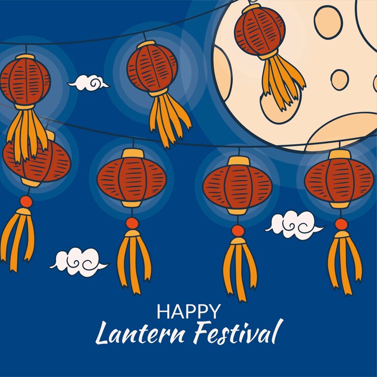 Free Vector hand drawn illustration for lantern festival celebration