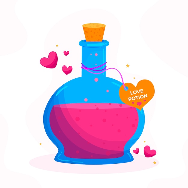 Hand drawn illustration love potion