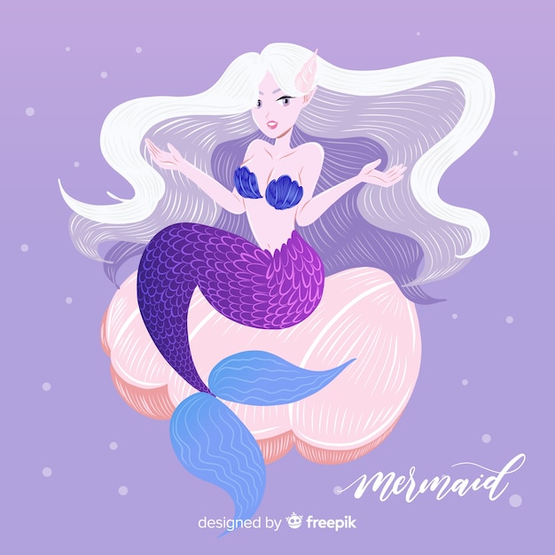 Free vector hand drawn illustration of a mermaid