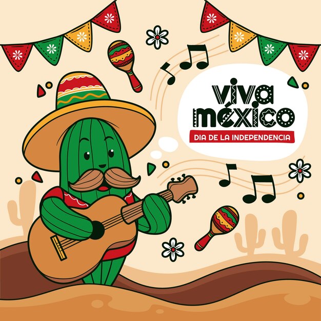 Hand drawn illustration for mexico independence celebration