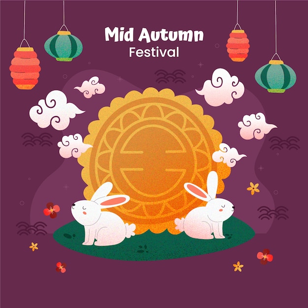 Hand drawn illustration for mid-autumn festival celebration