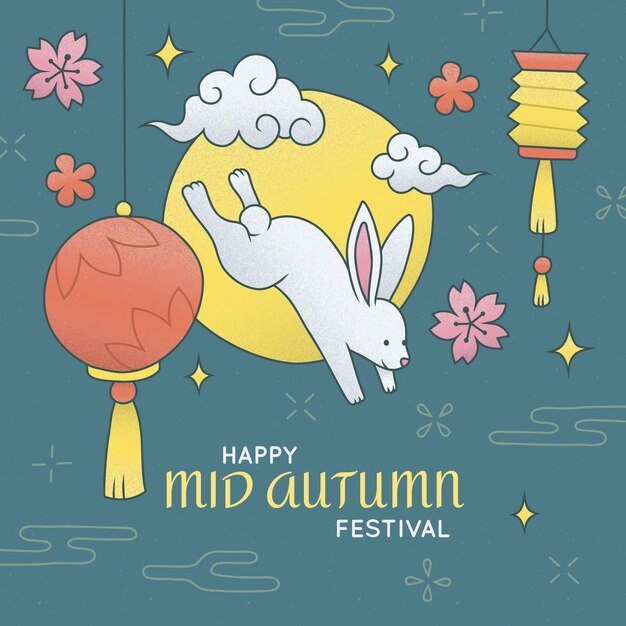 Hand drawn illustration for mid-autumn festival celebration