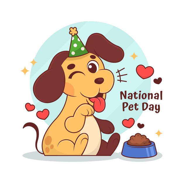Иллюстрация, нарисованная вручную для Национального дня домашних животных