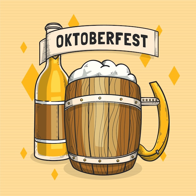 Vettore gratuito illustrazione disegnata a mano per la celebrazione dell'oktoberfest