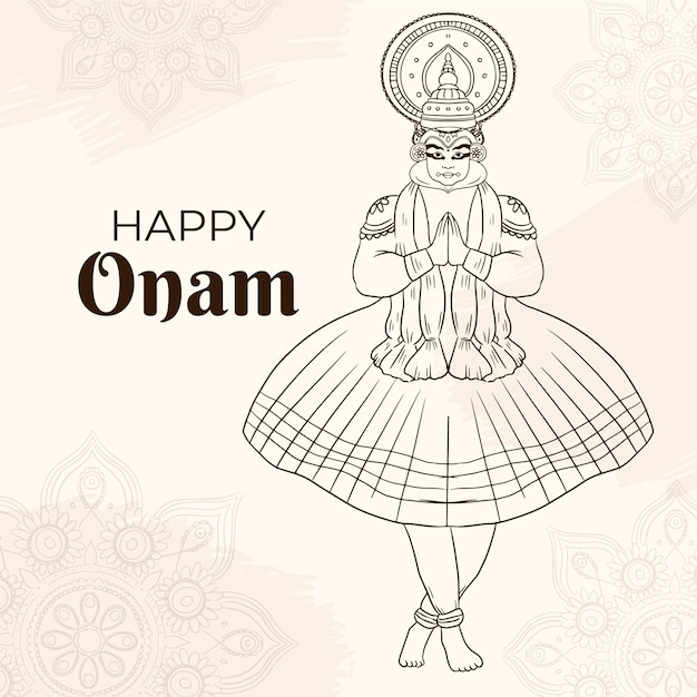 Free vector hand drawn illustration for onam festival celebration