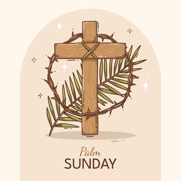 Иллюстрация, нарисованная вручную для "Палмового воскресенья".
