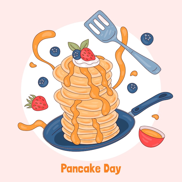 Hand drawn illustration for pancake day celebration