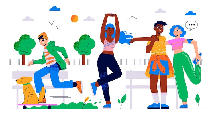 Free Vector hand drawn illustration of people doing outdoor activities