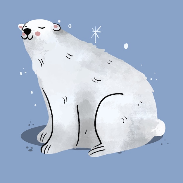 Hand drawn illustration of a polar bear