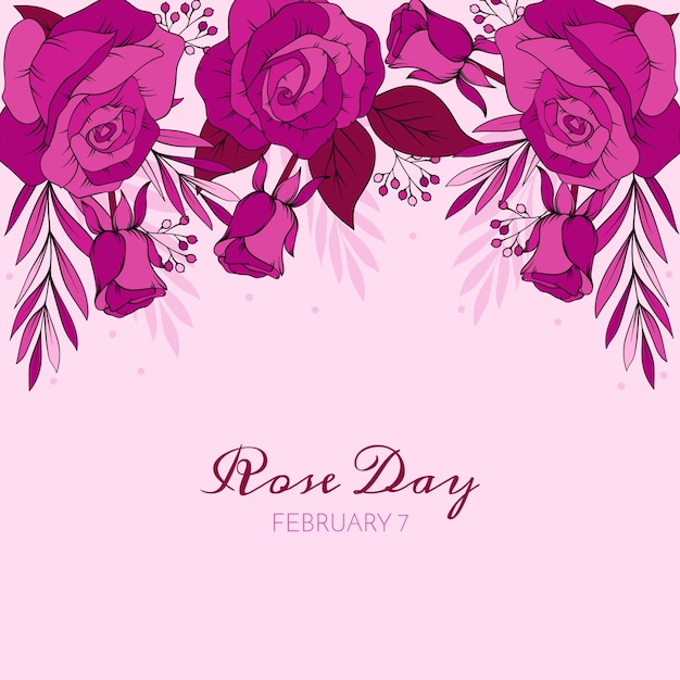 Free vector hand drawn illustration for rose day celebration