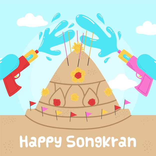 Illustrazione disegnata a mano dell'evento songkran