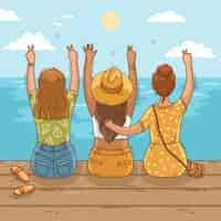 Free vector hand drawn illustration for summer season with friends