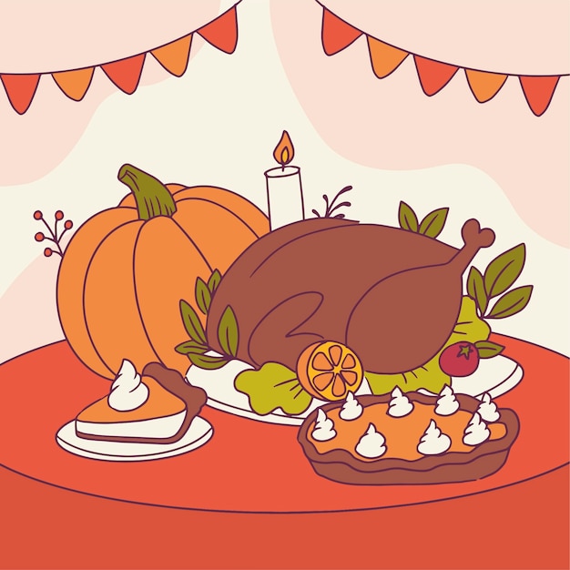 Free Vector hand drawn illustration for thanksgiving celebration