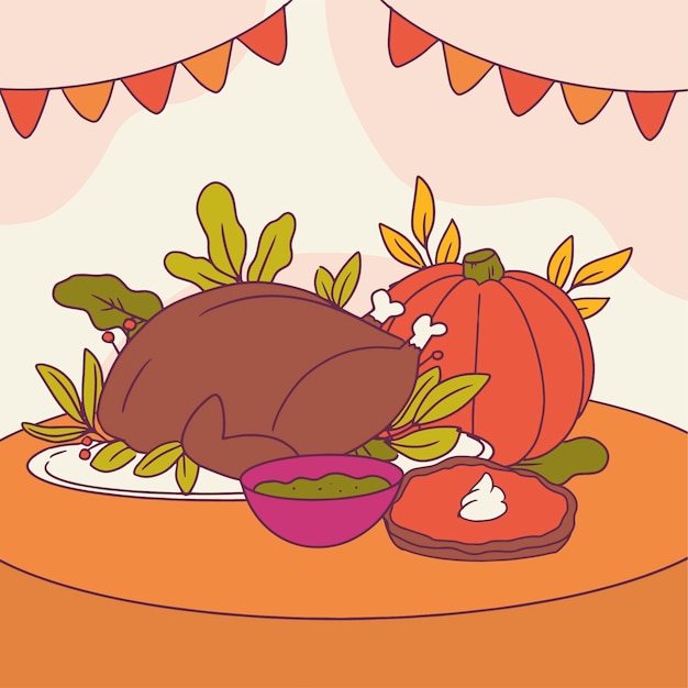 Free Vector hand drawn illustration for thanksgiving celebration