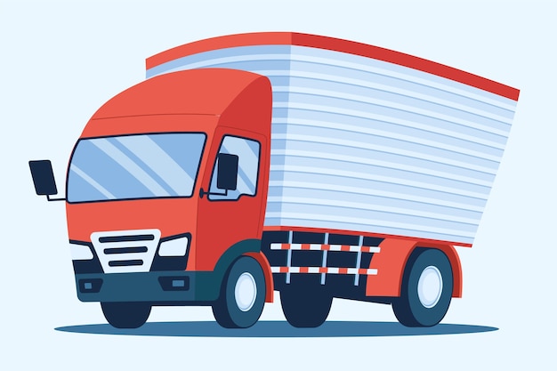 Hand drawn illustration transport truck shipping