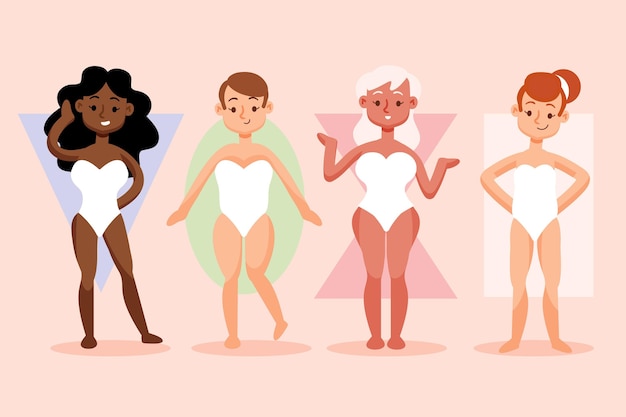 Hand drawn illustration types of female body shapes