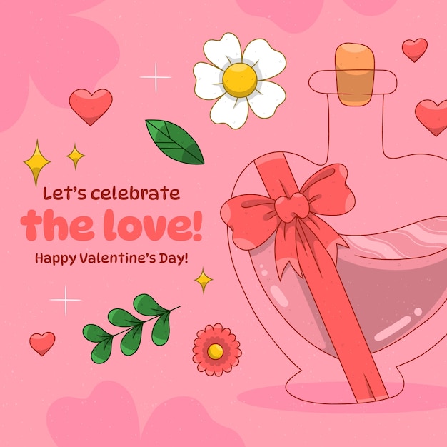 Vettore gratuito illustrazione disegnata a mano per la celebrazione del giorno di san valentino