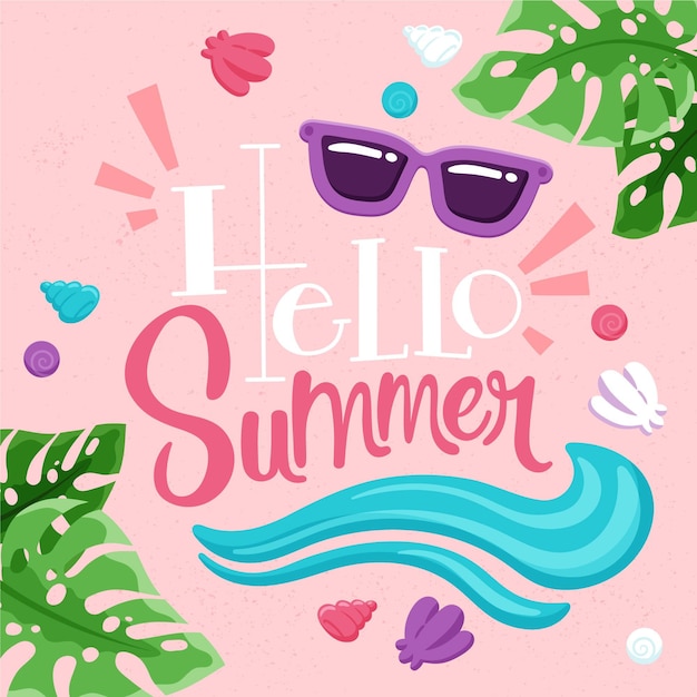 Hand drawn illustration with hello summer message