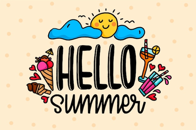 Free vector hand drawn illustration with summer elements