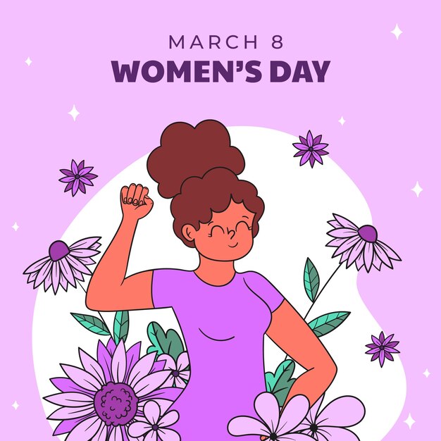 여성의 날 축하를 위해 손으로 그린 그림