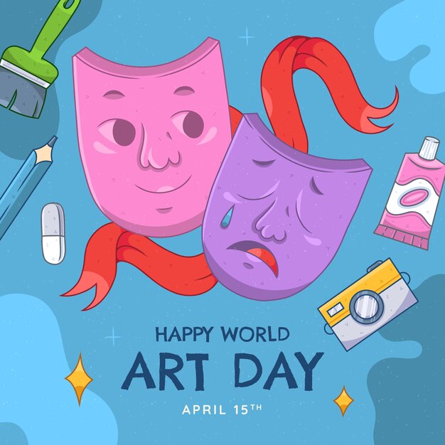 Hand drawn illustration for world art day