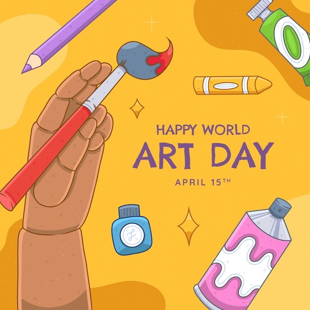 Illustrazione disegnata a mano per la giornata mondiale dell'arte