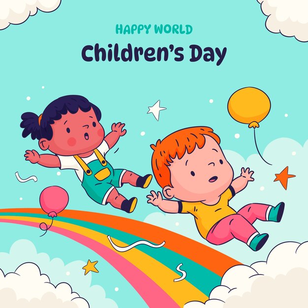 Ручная иллюстрация к празднованию Всемирного дня защиты детей