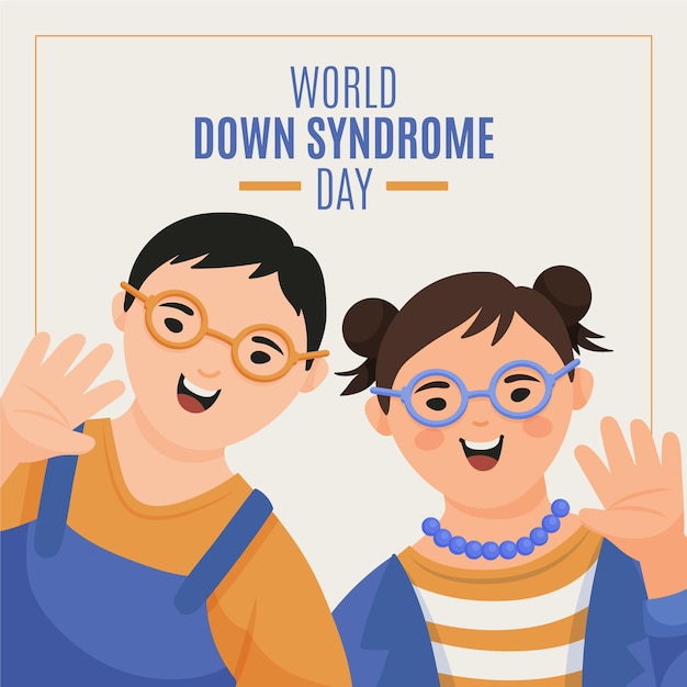 Бесплатное векторное изображение Ручной обращается иллюстрации всемирный день синдрома дауна