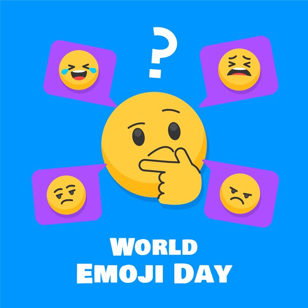 hand drawn illustration world emoji day celebration