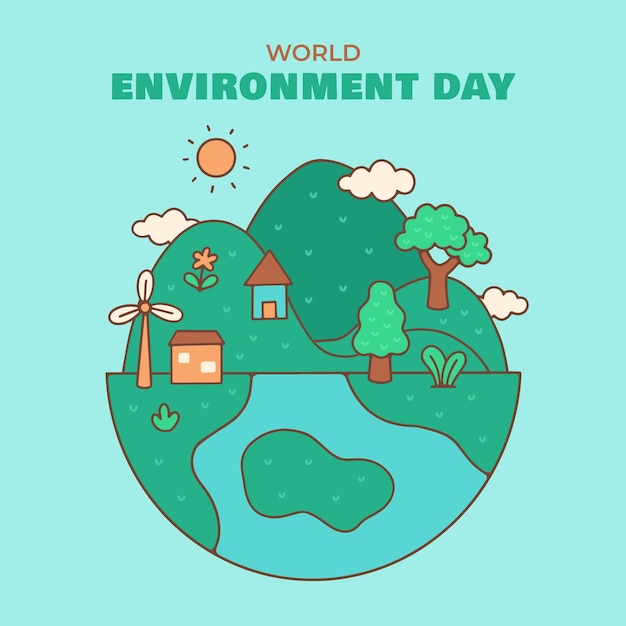 Free vector hand drawn illustration for world environment day celebration