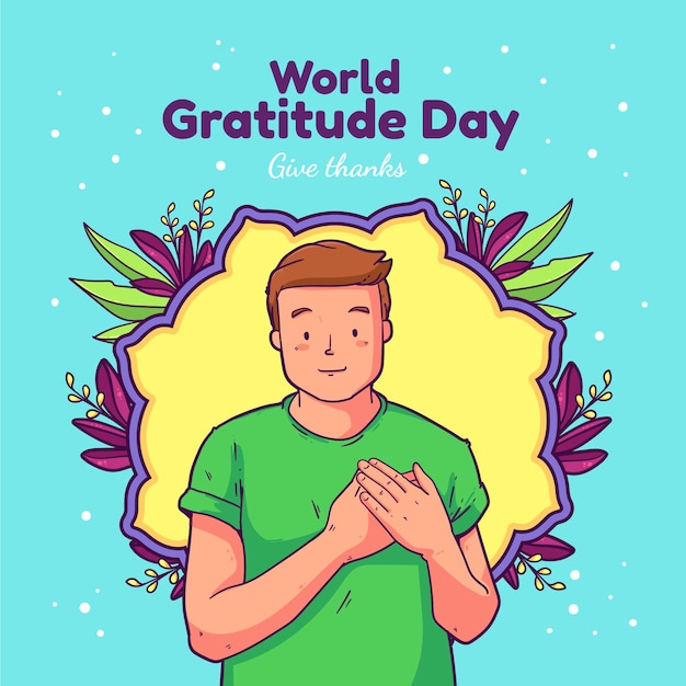 Hand drawn illustration for world gratitude day celebration