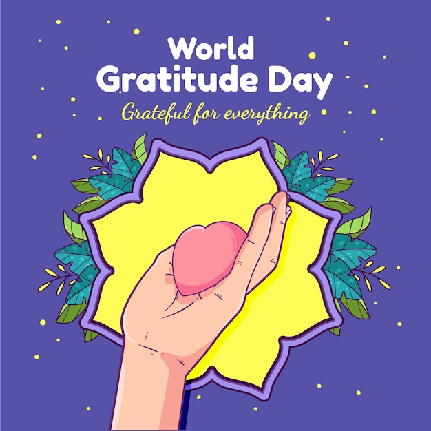 Hand drawn illustration for world gratitude day celebration