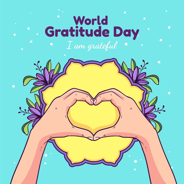 Hand drawn illustration for world gratitude day celebration