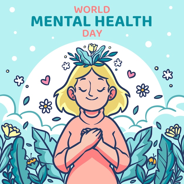 Hand drawn illustration for world mental health day