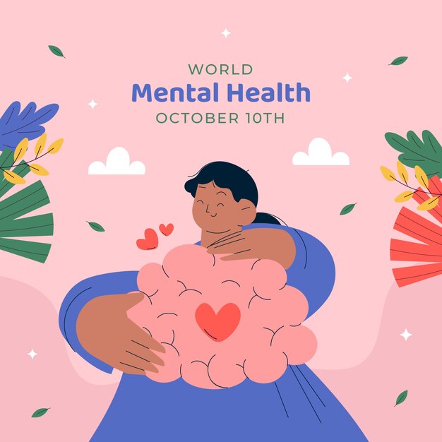 hand drawn illustration for world mental health day