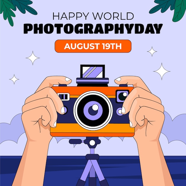 Free vector hand drawn illustration for world photography day celebration