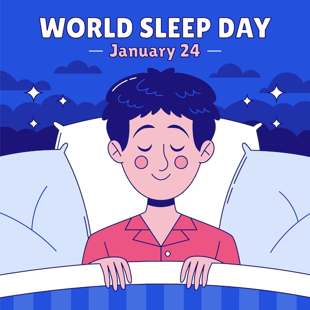 Vettore gratuito illustrazione disegnata a mano per la giornata mondiale del sonno.