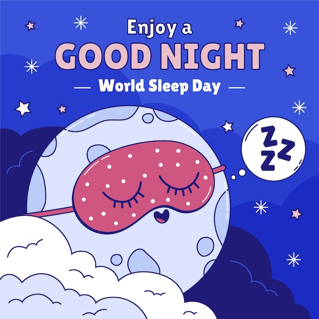 Free vector hand drawn illustration for world sleep day