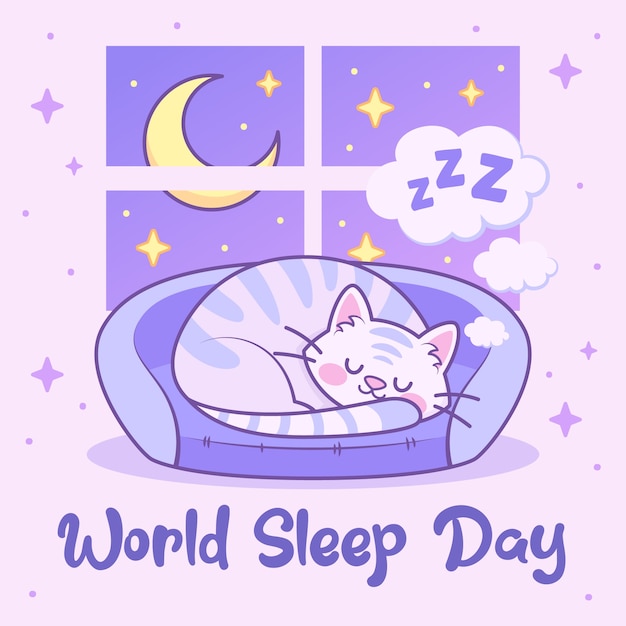 Free vector hand drawn illustration for world sleep day